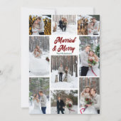 Married & Merry Christmas Couple Photo Collage Feestdagenkaart (Voorkant)