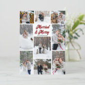 Married & Merry Christmas Couple Photo Collage Feestdagenkaart (Staand voorkant)