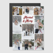 Married & Merry Christmas Photo Collage Magnet (Voorkant / Achterkant)