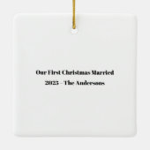Married & Merry | Elegant Black & White Photo Gift Keramisch Ornament (Achterkant)