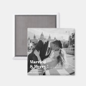 Married & Merry | Elegant Black & White Wedding  Magneet (Voorkant / Achterkant)