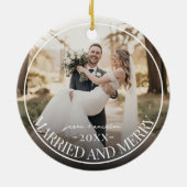 Married & Merry First Chirstmas Custom Photo Keramisch Ornament (Achterkant)