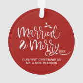 Married & Merry First Christmas double sided red Ornament (achterkant)