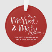 Married & Merry First Christmas double sided red Ornament (voorkant)