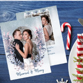 Married & Merry Holiday Kaart – Roze winterbladere