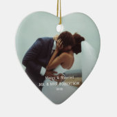 Married & Merry Modern Photo Typography Elegant Keramisch Ornament (Rechts)