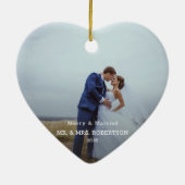 Married & Merry Modern Photo Typography Elegant  Keramisch Ornament (Achterkant)