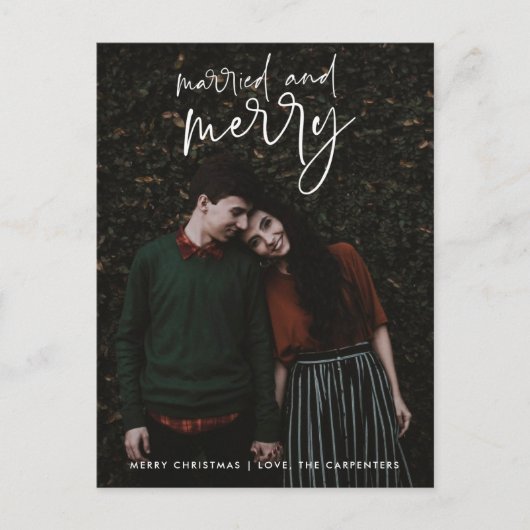 Married Merry Pas getrouwd - kerstcadeau Feestdagenkaart (Voorkant)