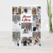 Married & Merry Photo Wedding Announcement Card Feestdagen Kaart (Voorkant)