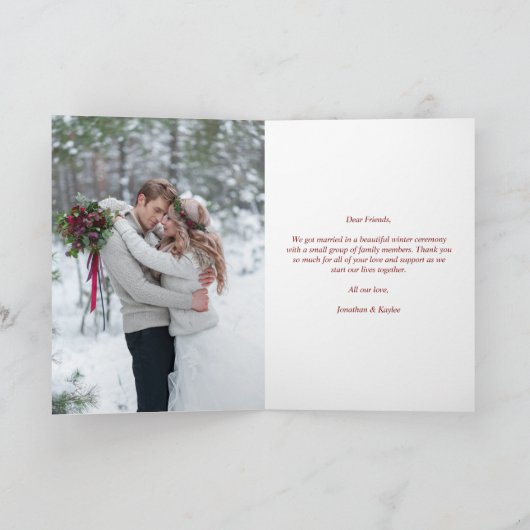 Married & Merry Photo Wedding Announcement Card Feestdagen Kaart (Binnen)