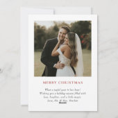 Married & Merry Red Bow Arch Photo Christmas Feestdagenkaart (Achterkant)