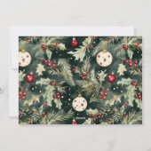 Married & Merry Red Bow Holly Pas getrouwd Foto Feestdagenkaart (Achterkant)