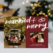 Married Merry Xmas Brush Script Passen getrouwd fo Feestdagenkaart