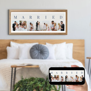 MARRIED Photo Collage 7 Afbeelding Off White en Bl Poster