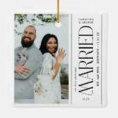 Married Wedding Photo Newlyweds Christmas Keramisch Ornament (Achterkant)
