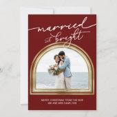 Marriott & Bright Arch Holiday Wedding Announcemen Feestdagenkaart (Voorkant)