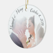 Marriott & Merry Custom Newlywed Photo Keramisch Ornament (Links)