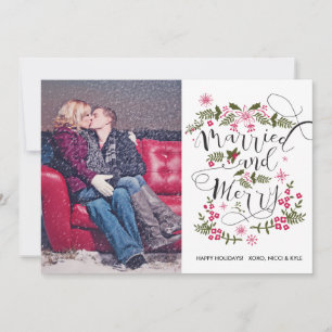 Marriott & Merry Photo Christmas Cards - Newlywed Feestdagenkaart
