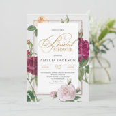 Marron floral blush roze rozen vrijgezellenfeest kaart (Staand voorkant)