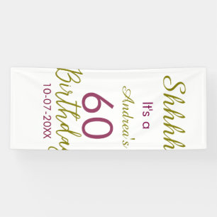 Marron gouden shhhh 60ste verjaardag naam eenvoudi spandoek