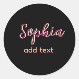 Marron Naam toevoegen Meisje Boss Tekst Zwart Eleg Ronde Sticker
