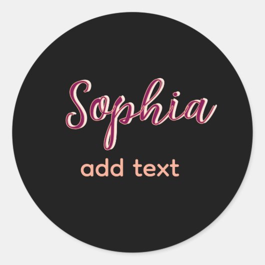 Marron Naam toevoegen Meisje Boss Tekst Zwart Eleg Ronde Sticker (Voorkant)