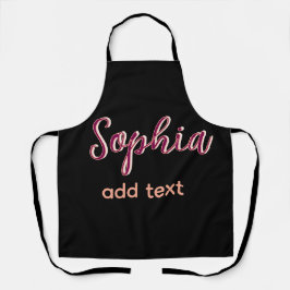 Marron Naam toevoegen Meisje Boss Tekst Zwart Eleg Schort