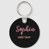 Marron Naam toevoegen Meisje Boss Tekst Zwart Eleg Sleutelhanger (Voorkant)