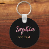 Marron Naam toevoegen Meisje Boss Tekst Zwart Eleg Sleutelhanger (Voorkant)