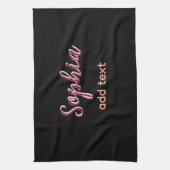 Marron Naam toevoegen Meisje Boss Tekst Zwart Eleg Theedoek (Verticaal)
