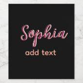 Marron Naam toevoegen Meisje Boss Tekst Zwart Eleg Wijn Etiket (Enkel label)