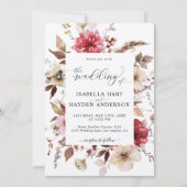 Marron Red Blush Pink Alles in 1 QR Code Huwelijk Kaart (Voorkant)