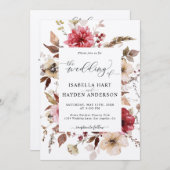 Marron Red Blush Pink Alles in 1 QR Code Huwelijk Kaart (Voorkant / Achterkant)