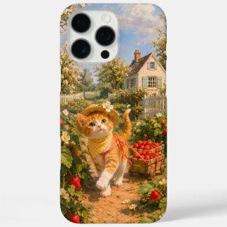 Marron Spring Strawberry Tuin Kitten Phonehoesje iPhone 16 Pro Max Hoesje