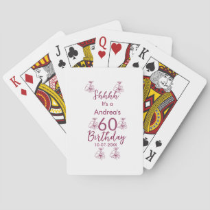Marron witte mauve shhhh 60ste verjaardag bloemnaa pokerkaarten