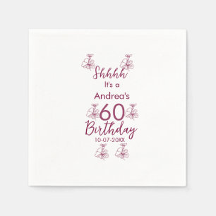 Marron witte mauve shhhh 60ste verjaardag bloemnaa servet