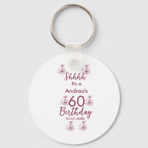 Marron witte mauve shhhh 60ste verjaardag bloemnaa sleutelhanger