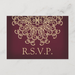 MARROON EN GOLD INDIAN RESPONS RSVP-KAART RSVP KAARTJE