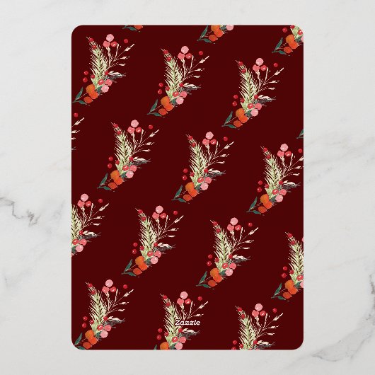 Marroon Merriest Kerstmis Kalligrafie Een foto Folie Feestdagenkaart (Achterkant)