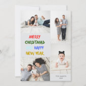 Marry Christmas & Happy New Year 4 Photos Ash Feestdagenkaart (Voorkant)