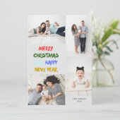 Marry Christmas & Happy New Year 4 Photos Ash Feestdagenkaart (Staand voorkant)