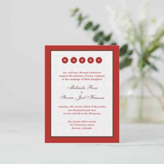 Marry Invitation Uitnodiging Briefkaart (Staand voorkant)