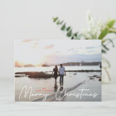 Marry KerstWhite, moderne hand geschreven foto Feestdagenkaart (Staand voorkant)