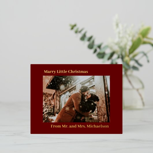 Marry Little KerstRed Folie Feestdagen Briefkaart (Staand Voorkant)