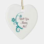 Marry Me Aqua Flower Verloving Ornament (Rechts)