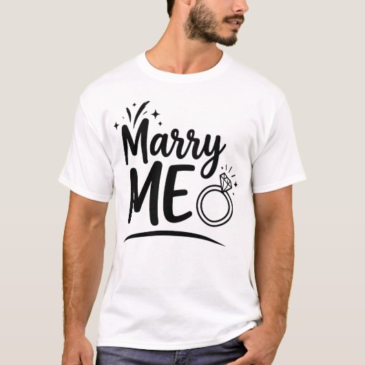 Marry ME Engagement Proposal Romantic Bold Wedding T-shirt (Voorkant)