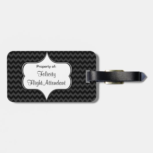 Marry Me Fly Free Charcoal Chevron Bagagelabel (Achterkant horizontaal)