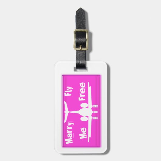 Marry Me Fly Free Pink and White Bagagelabel (Voorkant verticaal)