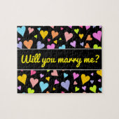 Marry me? + Fun, liefdevol, kleurrijk hartenpatroo Legpuzzel (Horizontaal)