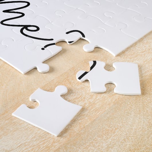 Marry Me Hart Paar Fotocollage Modern Script Legpuzzel (Zijkant)